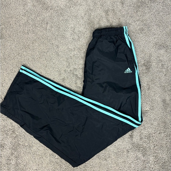 adidas Other - Y2k black with blue stripe lined adidas track pants